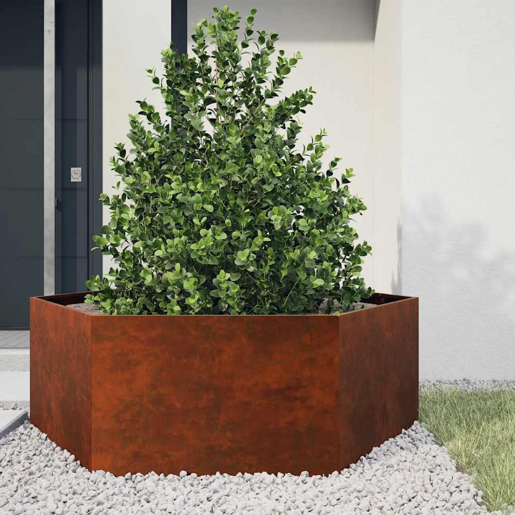 Jardinera De Acero Corten Oxidado 138x120x45 Cm_1