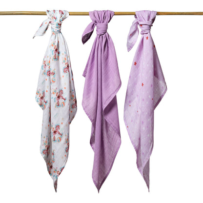 Pack 3 Muselinas Bambú Organico 70x70 Cm Lila_4