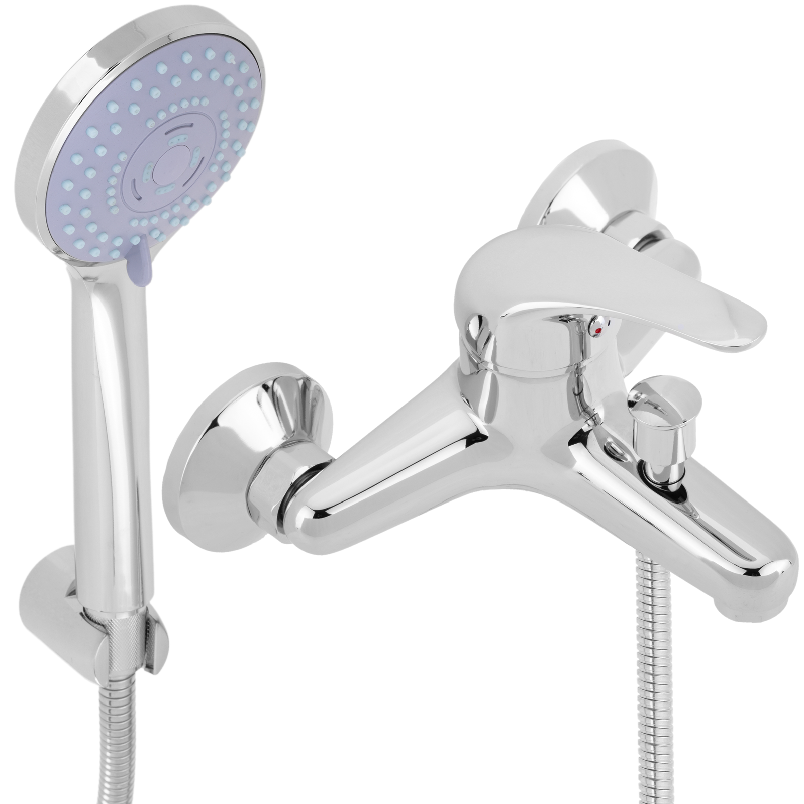Kit De Grifo Monomando Horizontal Cromado Con Ahorro De Agua Para Ducha Con Alcachofa, Soporte Y Manguera_0