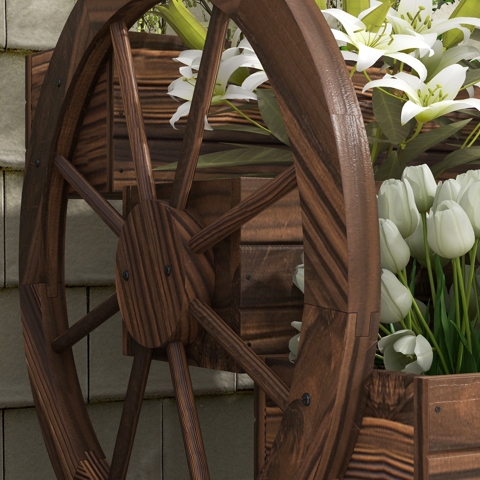 Outsunny Jardinera De Madera Macetero De 3 Niveles 61x62x57 Cm Carbonizado_4