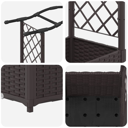 Cama Elevada Con Trellis Y Techo Marrón 164 X 40 X 138 Cm Pp_5