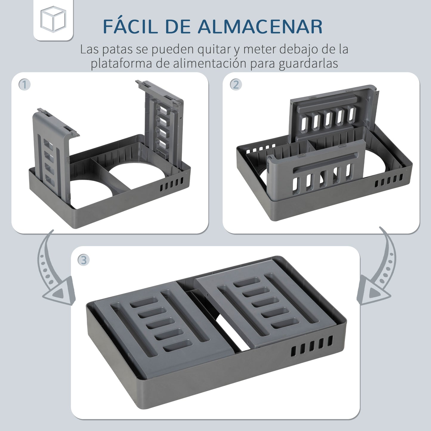 Pawhut Comedero Elevado Para Perros Con 2 Platos Altura Ajustable 44x27,7x28 Cm_5