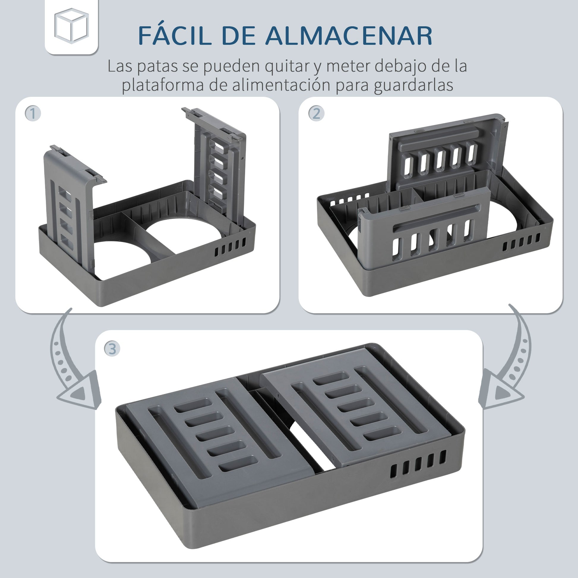 Pawhut Comedero Elevado Para Perros Con 2 Platos Altura Ajustable 44x27,7x28 Cm_5