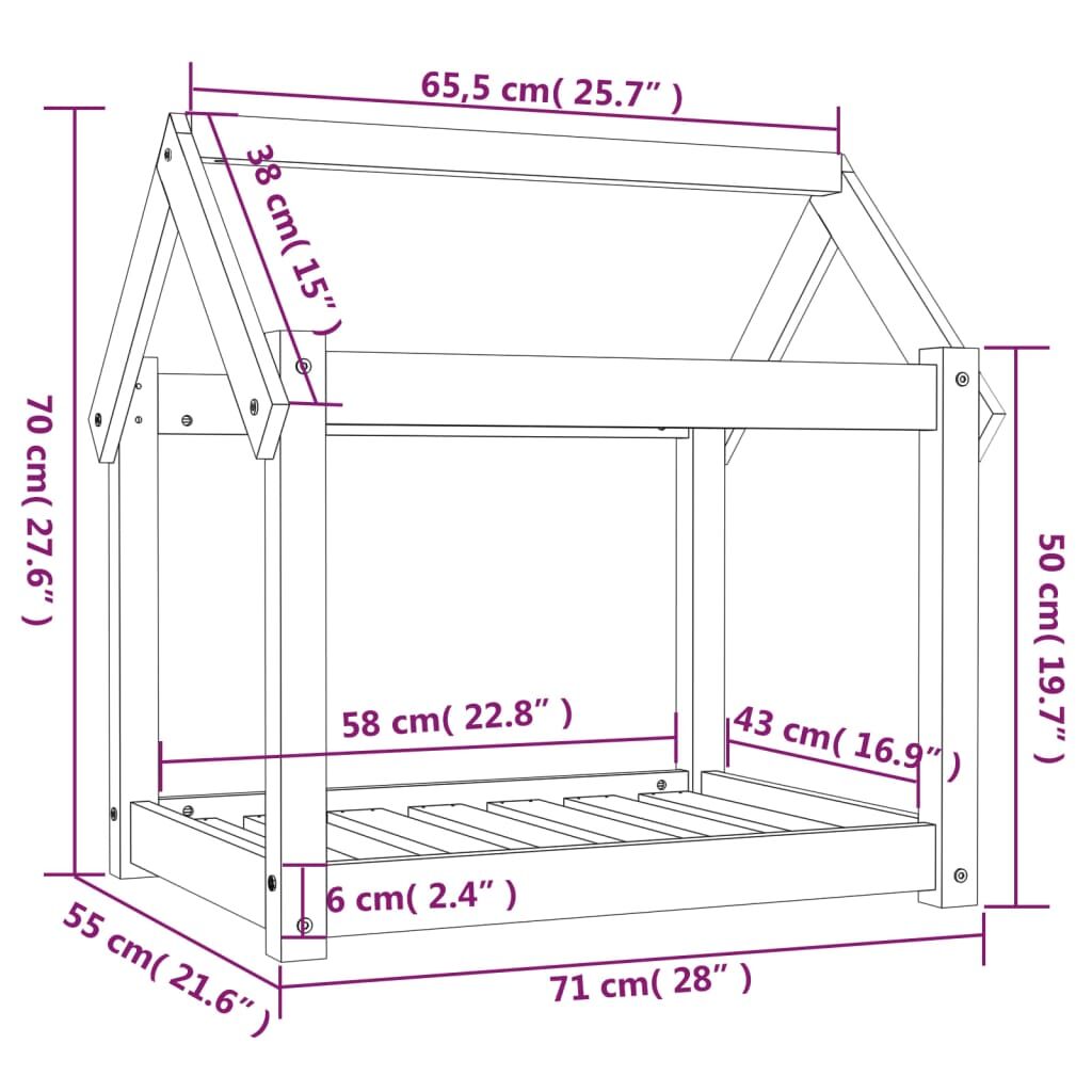 Vidaxl Cama Para Perros Madera Maciza De Pino Blanco 71x55x70 Cm_2