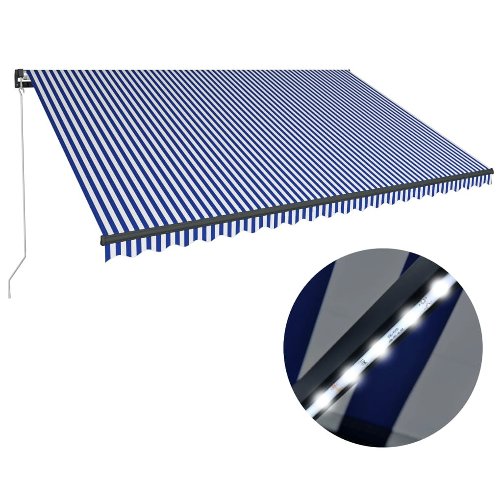 Vidaxl Toldo Retráctil Manual Con Luz Led Azul Y Blanco 500x300 Cm_4