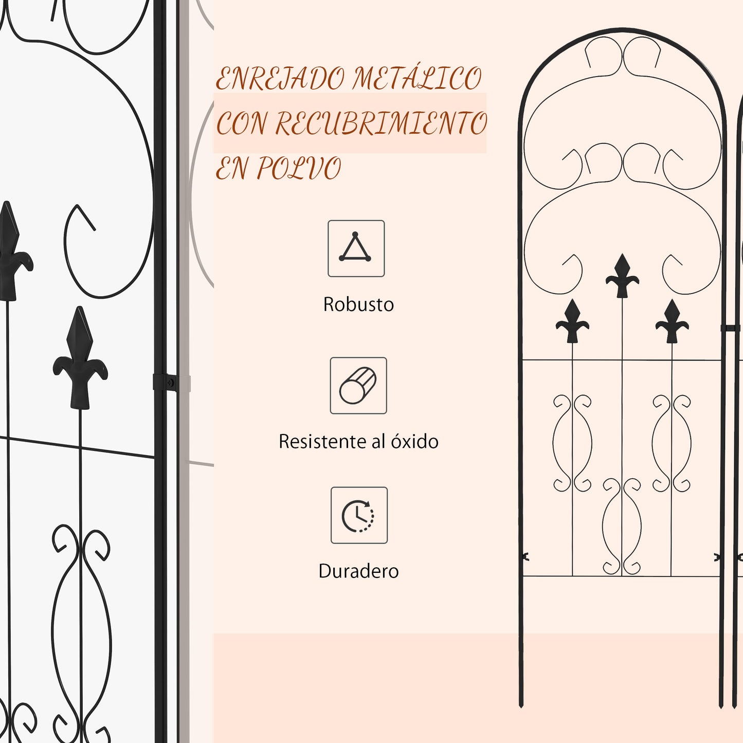 Outsunny Juego De 2 Enrejados De Jardín De Acero Con Antióxido 45x150 Cm Negro_5