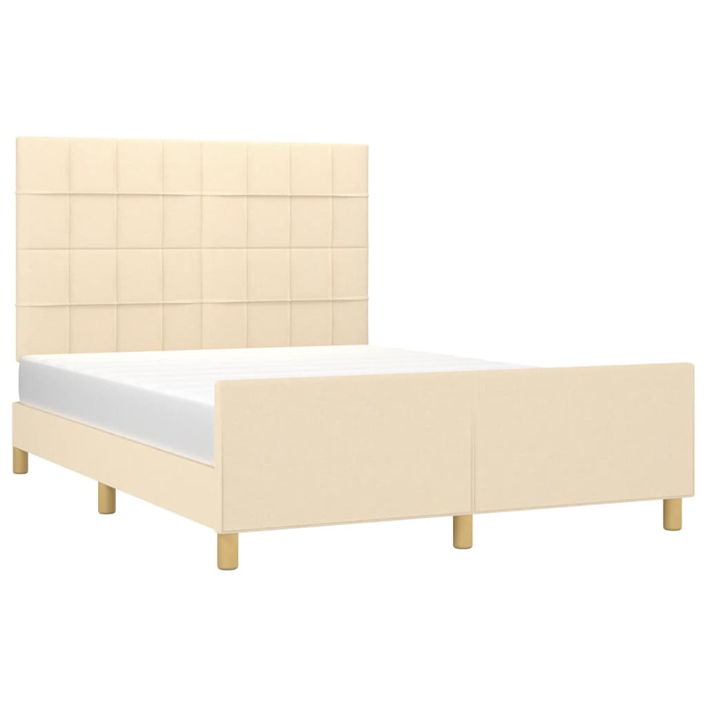 Estructura De Cama Con Cabecero De Tela Color Crema 140x190 Cm / Vetonek_2