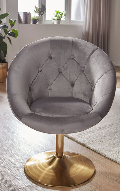 Silla Terciopelo Gris / Dorado Giratoria_4