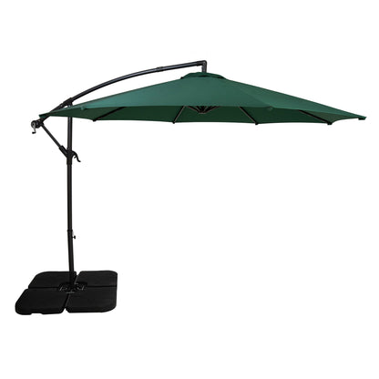 Parasol Excéntrico De 3 M Con Base Cuadrada – Verde_0