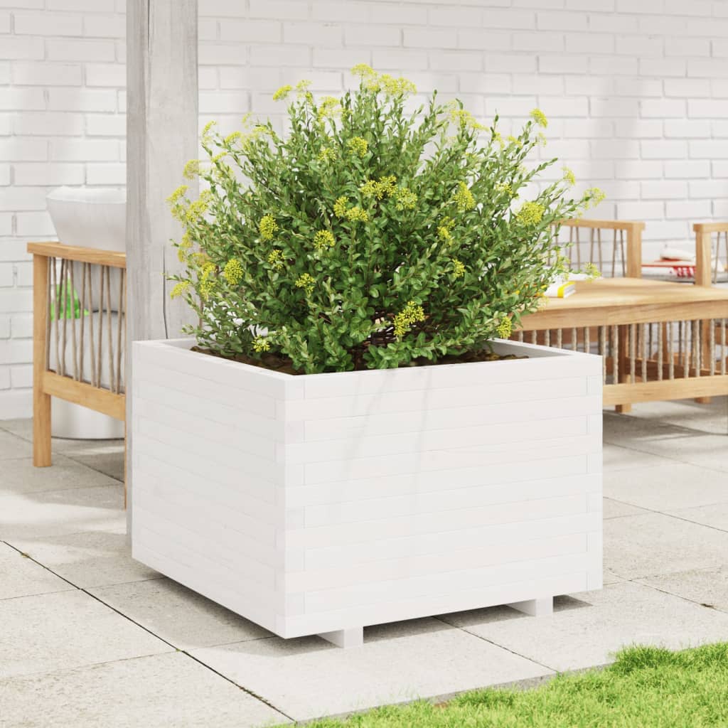 Jardinera Madera Maciza De Pino Blanco 70x70x49,5 Cm_2