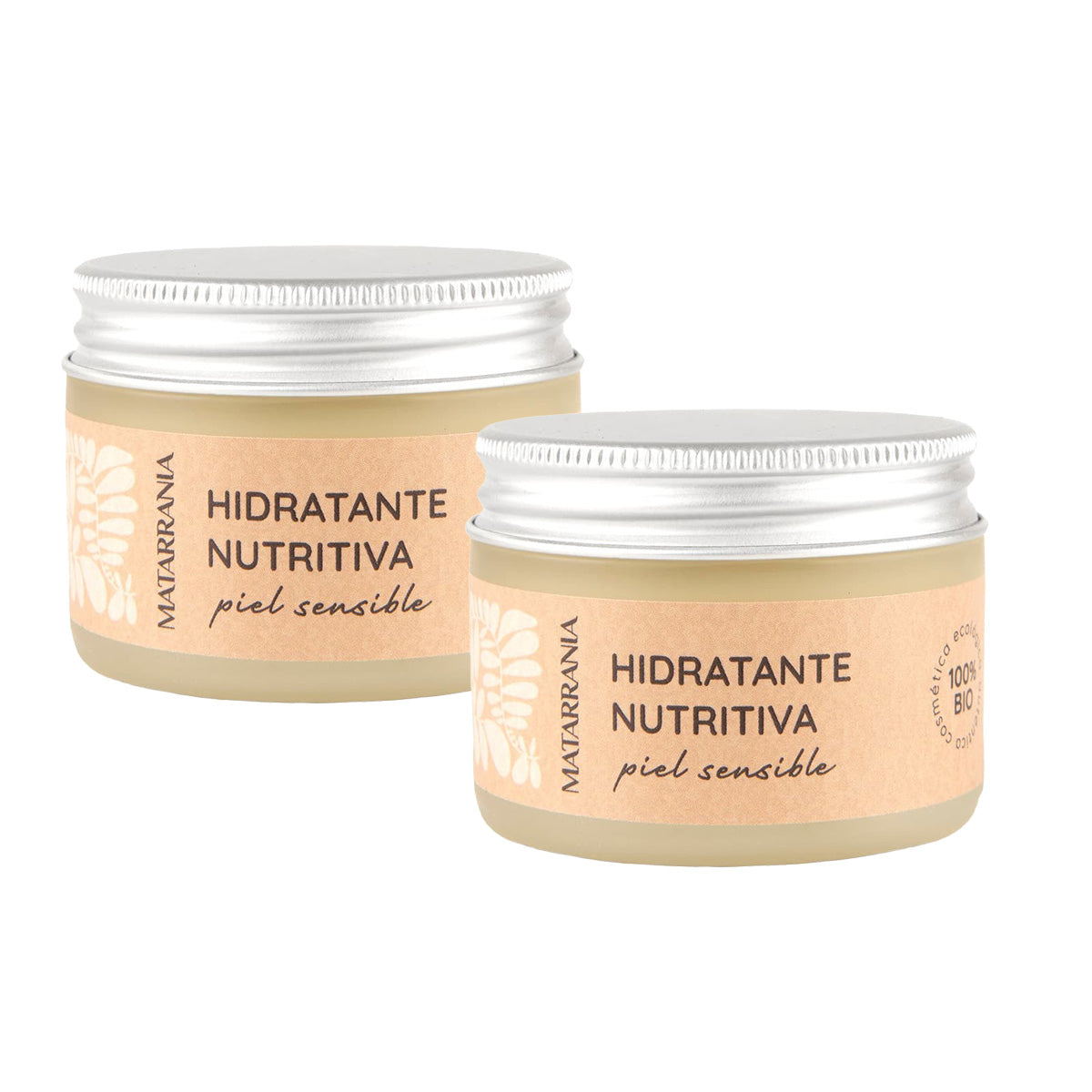 Embalagem de 2 hidratantes nutritivos para pele sensível Matarrania Bio, 30ml