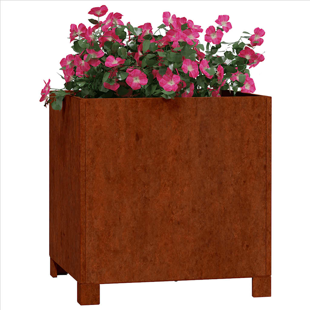 Jardinera Con Patas Acero Corten Oxidado 40x40x40 Cm_2