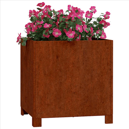 Jardinera Con Patas Acero Corten Oxidado 40x40x40 Cm_2