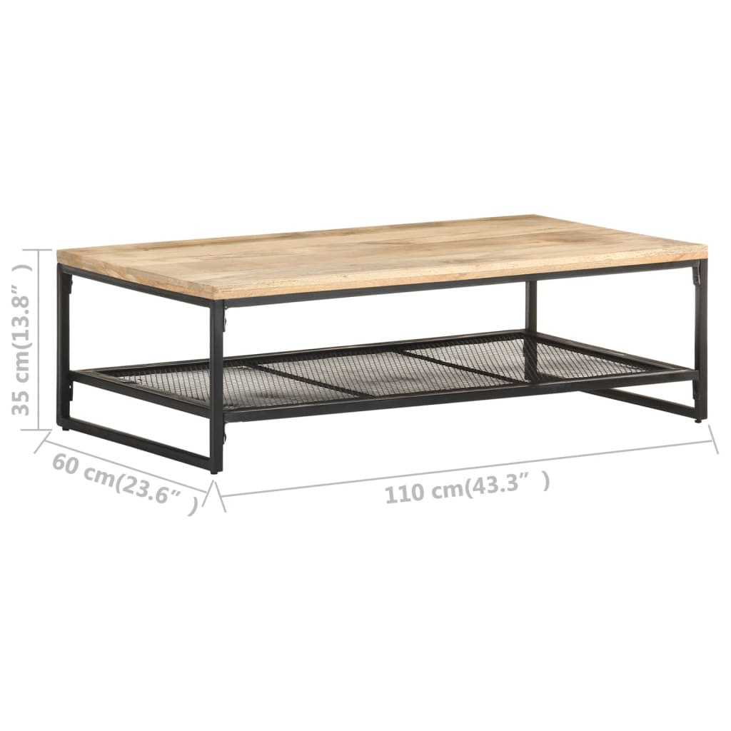 Mesa De Centro De Madera Maciza De Mango 110x60x35 Cm_4