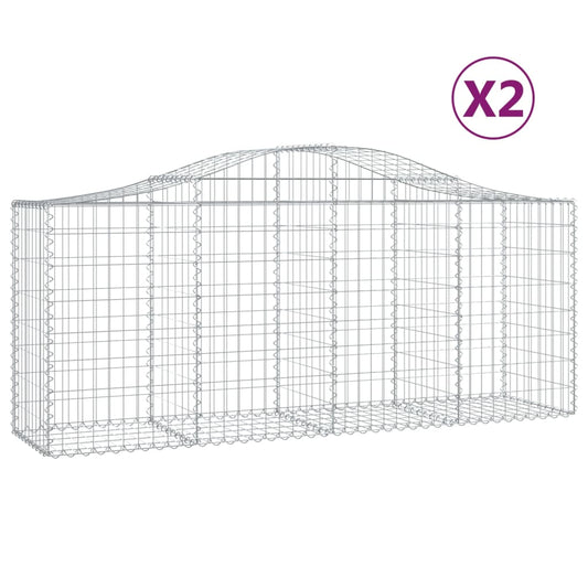 Cestas De Gaviones 2 Uds Forma De Arco Hierro 200x50x80/100 Cm_0