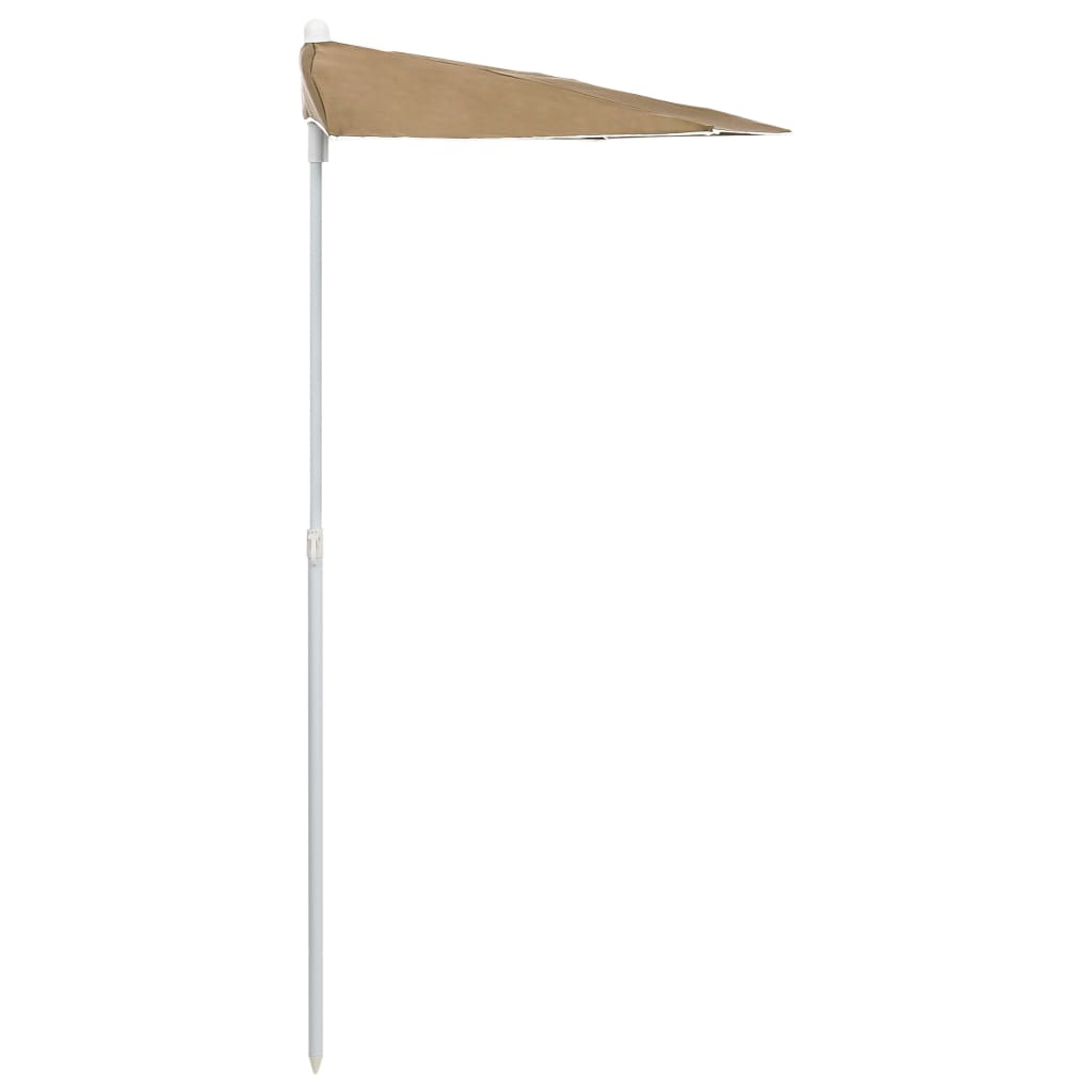 Sombrilla De Jardín Semicircular Con Palo Taupe 180x90 Cm_3