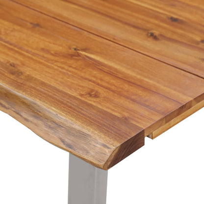 Mesa De Comedor Madera De Acacia Y Acero Inoxidable 140x80x75cm_4