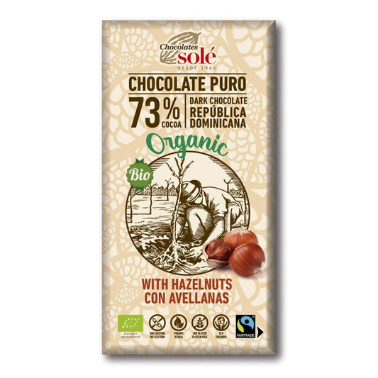 Chocolate Negro 73% com Avelãs ECO Chocolates Sole 150g