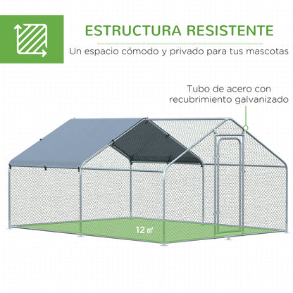 Pawhut Gallinero Para Exterior Grande De Metal Galvanizado 300x400x195 Cm_5