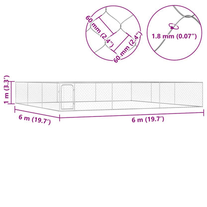Vidaxl Perrera De Exterior De Acero Galvanizado 6x6x1 M_2
