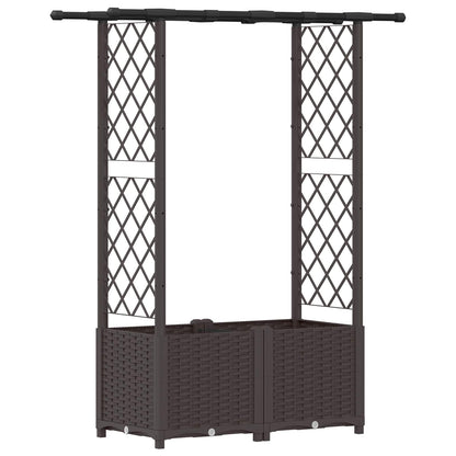 Cama Elevada Con Trellis Y Techo Marrón 124,5 X 40 X 136 Cm Pp_0