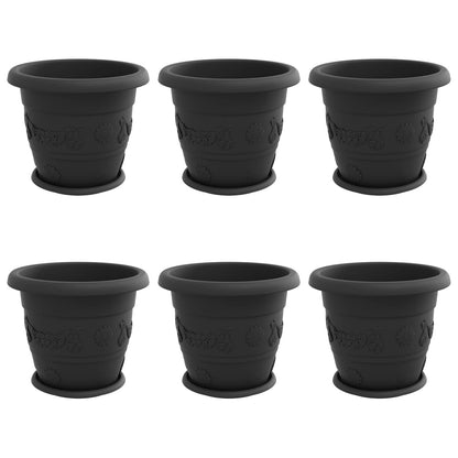 Macetas 6 Uds. Negro Ø 34 X 28 Cm Plástico_0