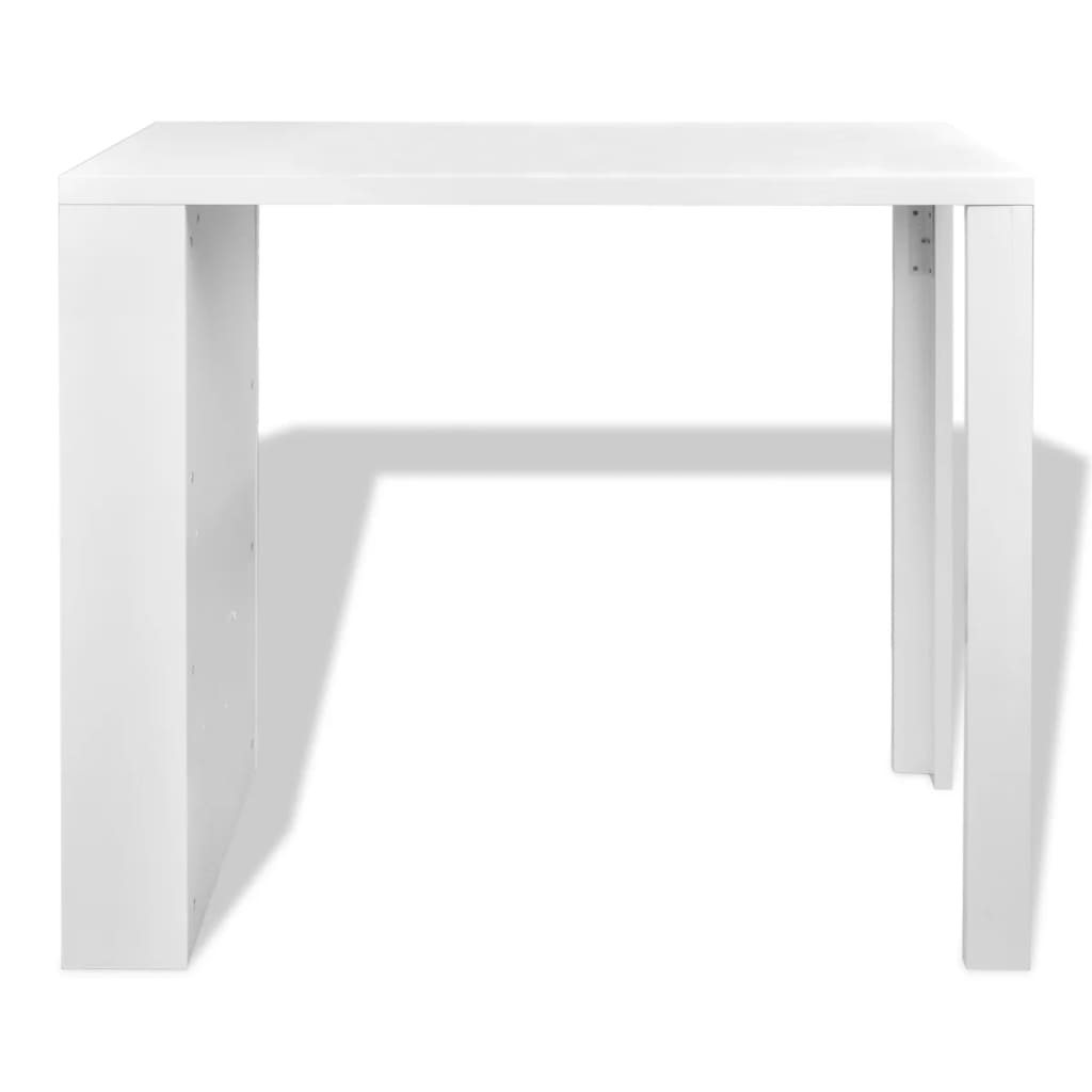 Mesa Alta De Cocina Con Estantes Para Botellas Blanca Brillante_1