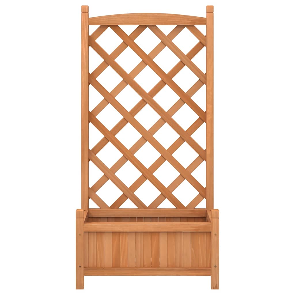 Jardinera Con Enrejado Marrón 55x29,5x110 Cm Madera Maciza De Abeto_3