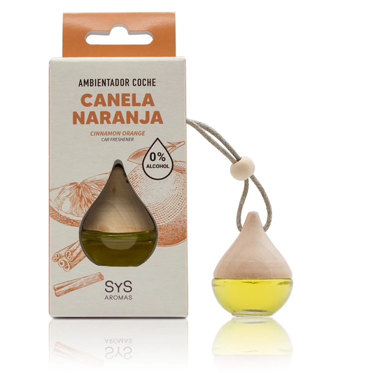 Ambientador Coche SYS Drop Canela Naranja 6 ml | Aroma Cálido Especiado | Frescor Duradero | Formato Colgante_0