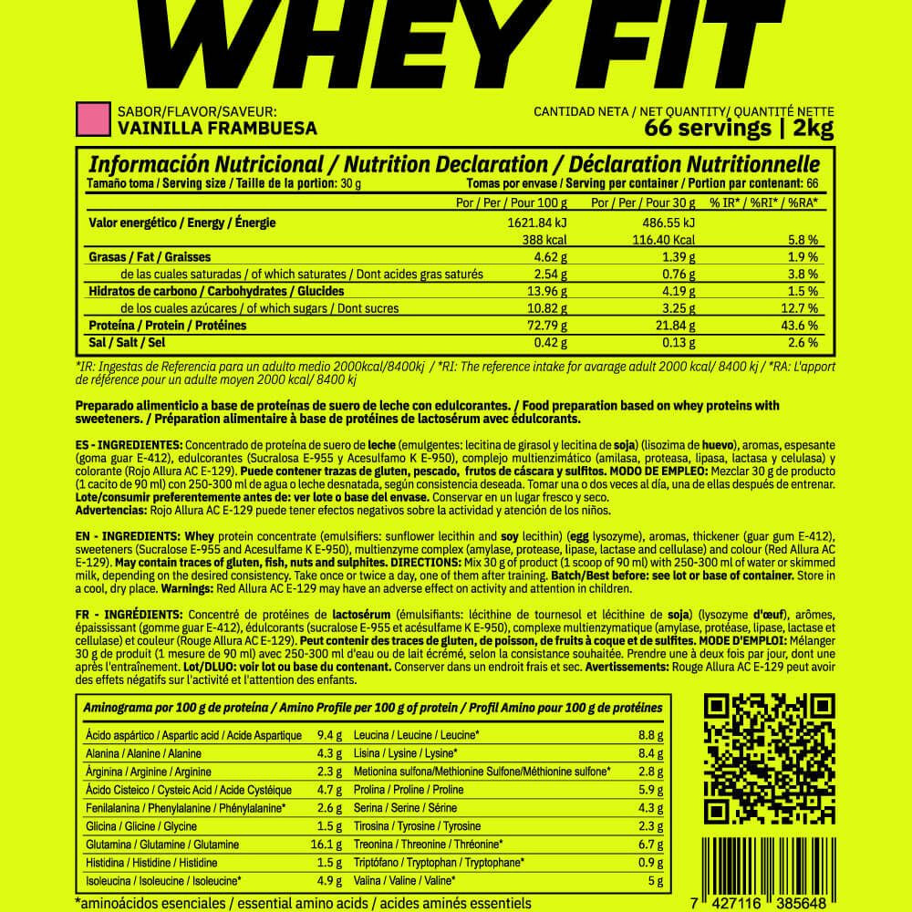 Whey Fit - 2kg - Vainilla Frambuesa - Aumenta La Masa Muscular - Masmusculo_4