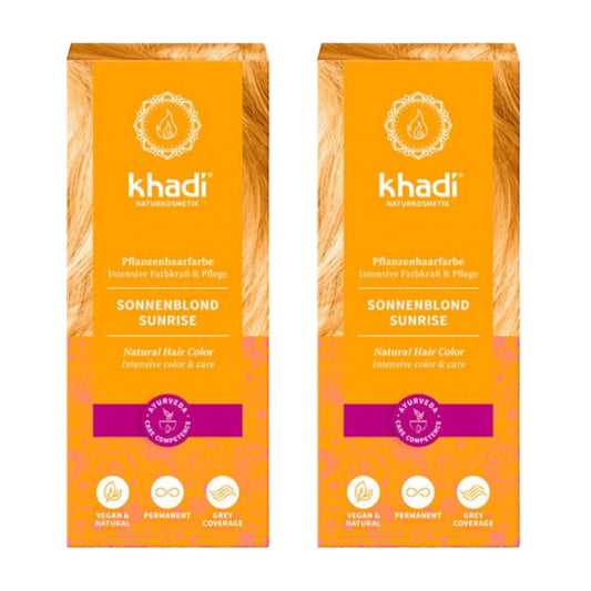 Embalagem de 2x Tinta Loira Mel Sunrise, Khadi, 100 g