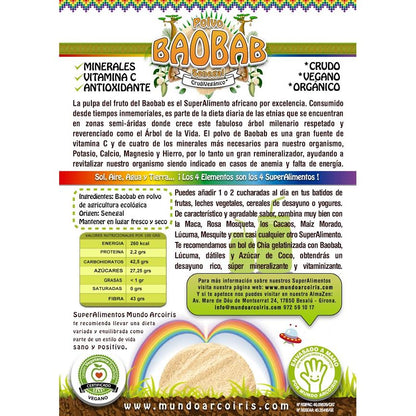 Pó de Baobá Biológico Rainbow World