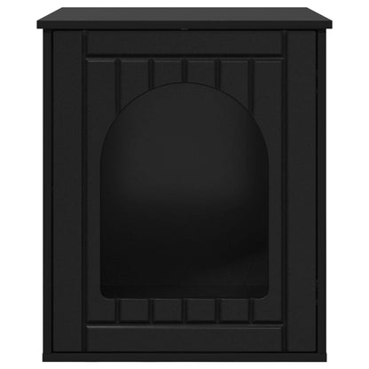 Casa Para Gatos Negro 53 X 52 X 62 Cm Madera De Ingeniería_5