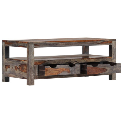 Mesa De Centro Madera Maciza De Sheesham Gris 100x50x40 Cm_1