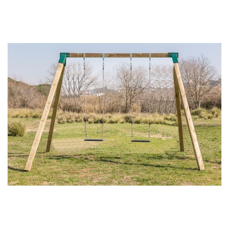 Columpio Doble De Madera Cuadrada Masgames Karai Deluxe Adultos (caucho Y Cuerdas)._3