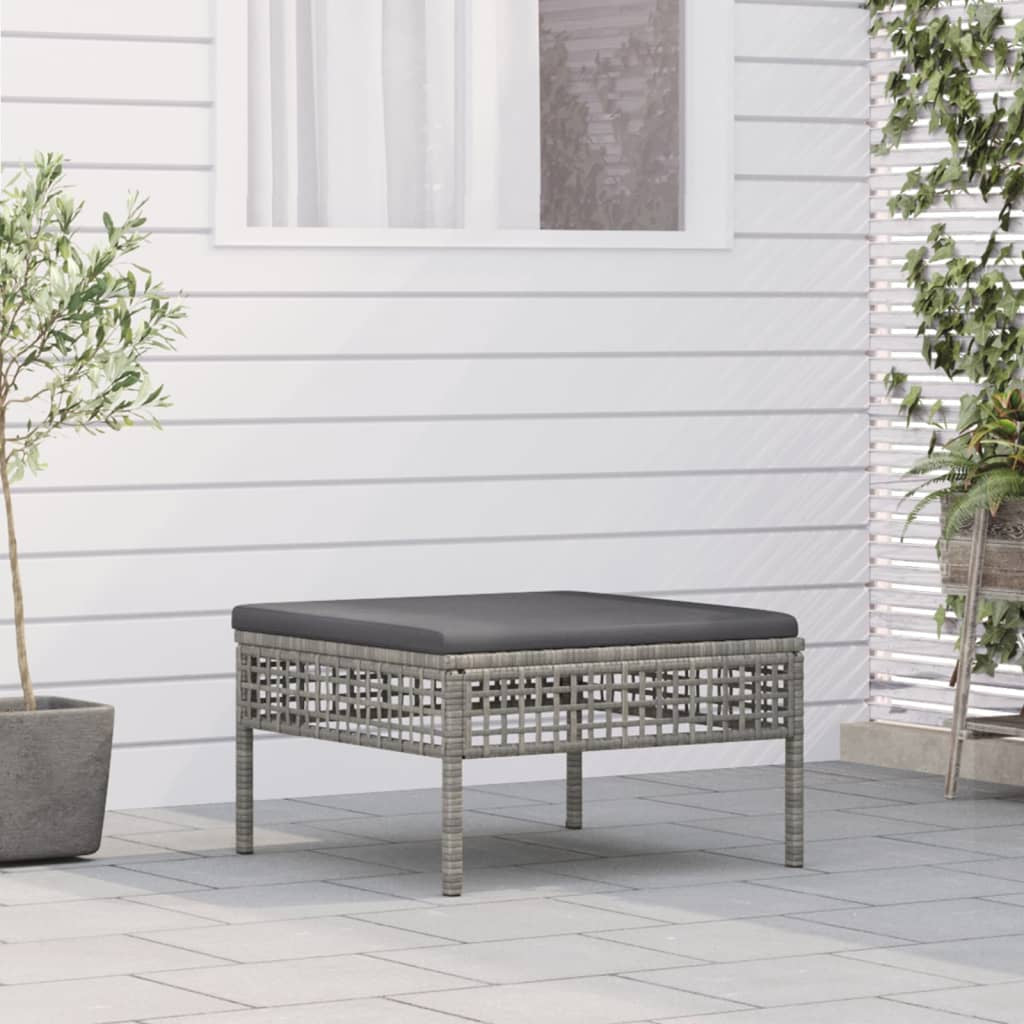 Vidaxl Taburete De Jardín Con Cojín Ratán Sintético Gris_1