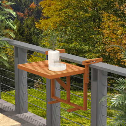 Outsunny Mesa Colgante De Balcón Plegable De Madera 68x65x40,5-55 Cm Natural_1