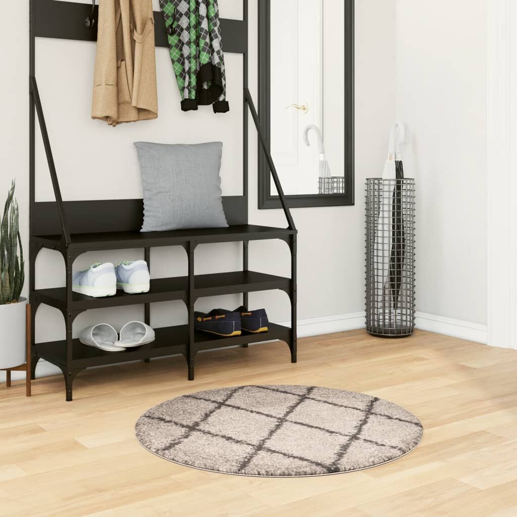 Vidaxl Alfombra De Pelo Largo Moderna Pamplona Beige Antracita Ø 80 Cm_1