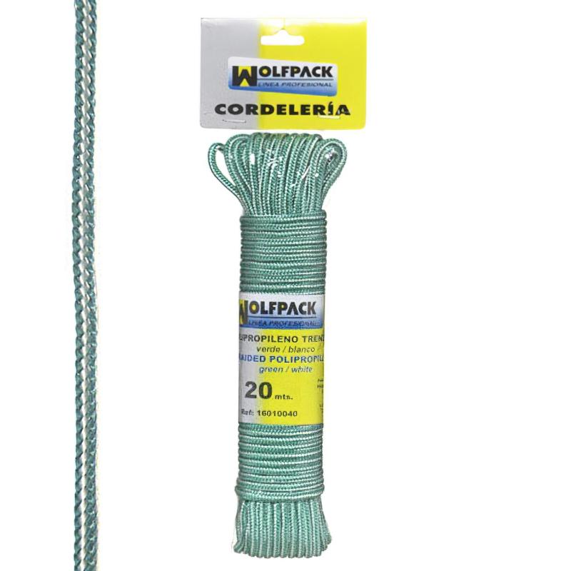Cuerda Trenzada Polipropileno Blanca / Verde (madeja 20 M.)_0