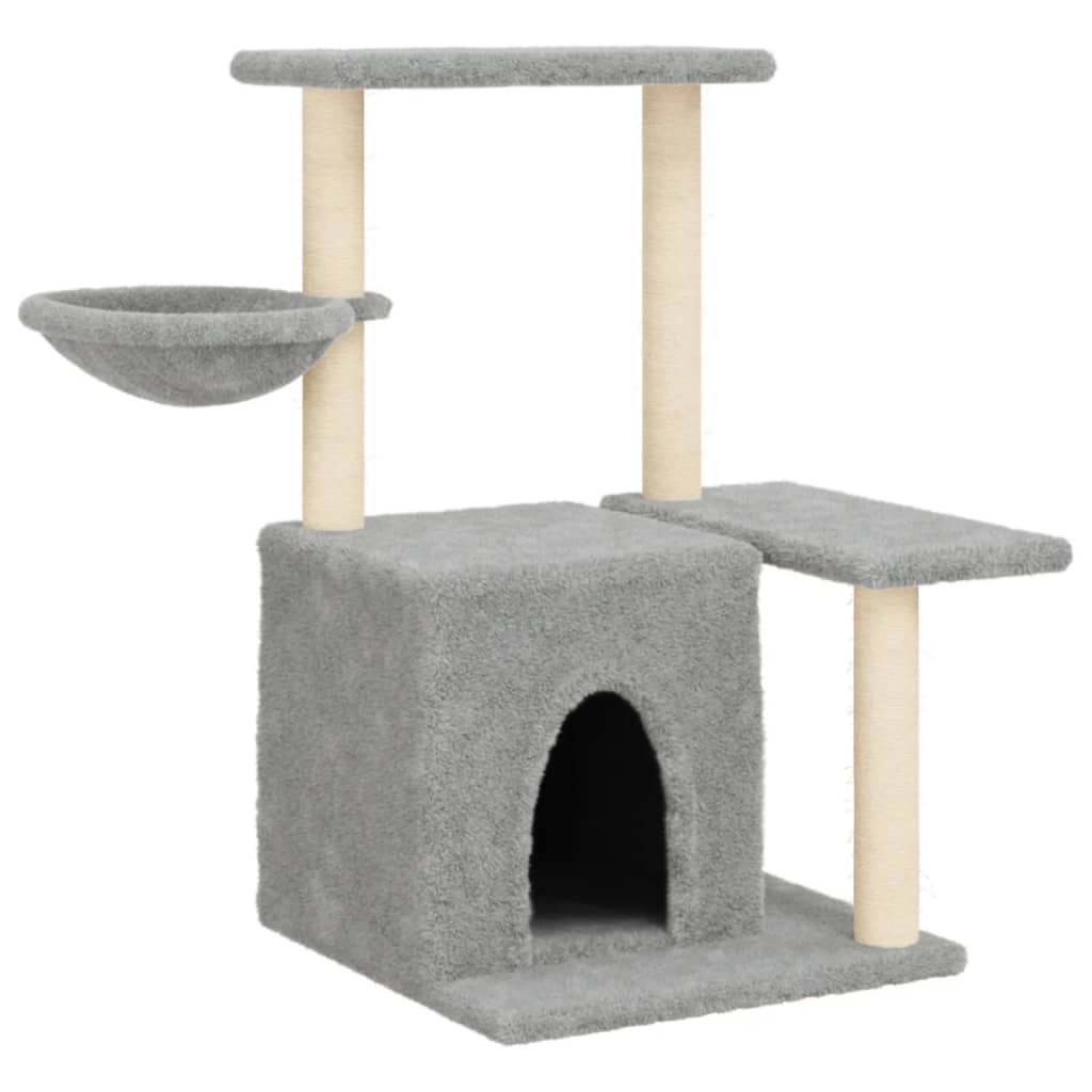 Rascador Para Gatos Con Postes De Sisal Gris Claro 83 Cm_0