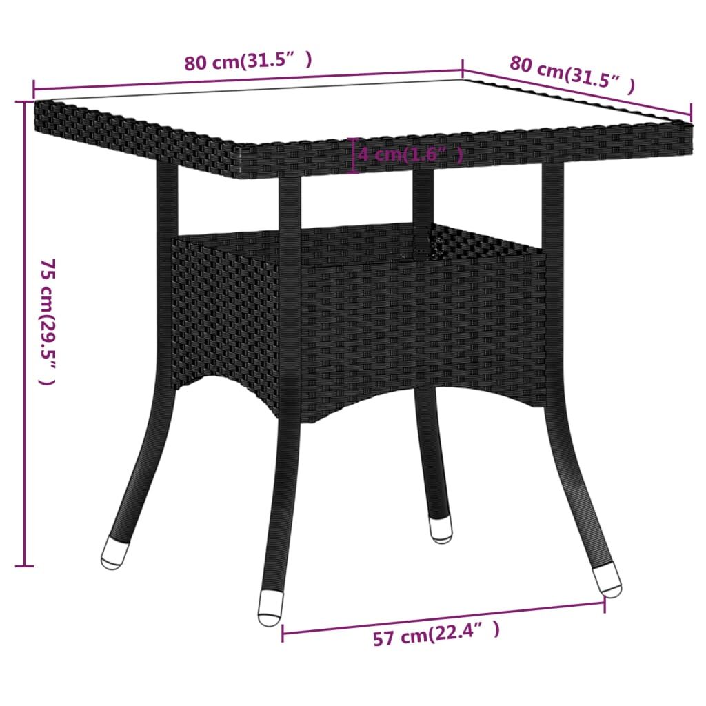 Vidaxl Set Comedor Jardín 5 Pzas Ratán Sintético Vidrio Templado Negro_2
