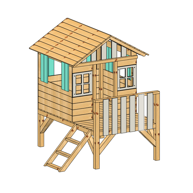 Casita De Madera Masgames Lollipop Elevada Azul._4
