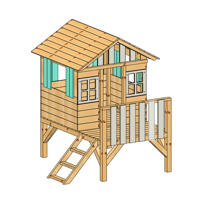Casita De Madera Masgames Lollipop Elevada Azul._4
