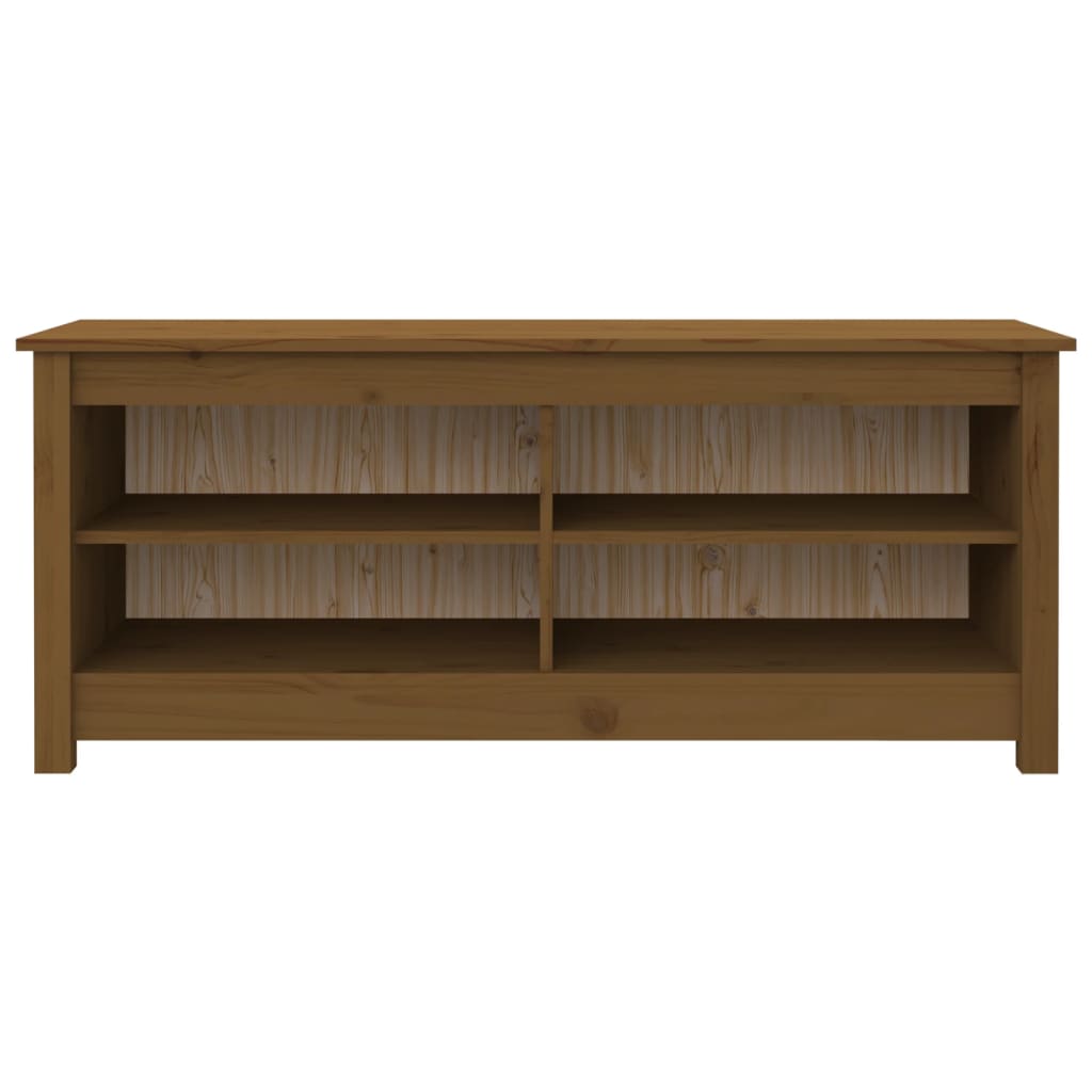 Banco Zapatero Madera Maciza De Pino Marrón Miel 110x38x45,5 Cm / Vetonek_3