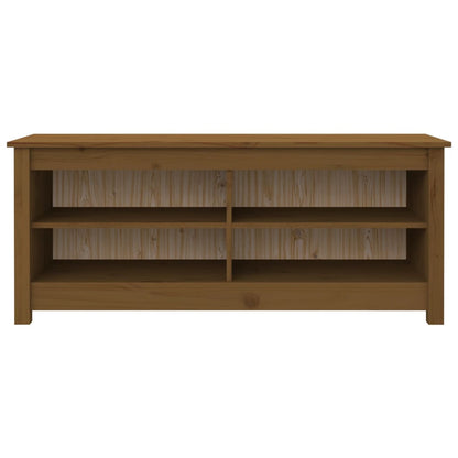 Banco Zapatero Madera Maciza De Pino Marrón Miel 110x38x45,5 Cm / Vetonek_3