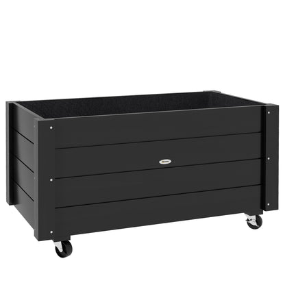 Outsunny Jardinera De Madera Con Ruedas Agujeros De Drenaje 89x48x47 Cm Negro_0