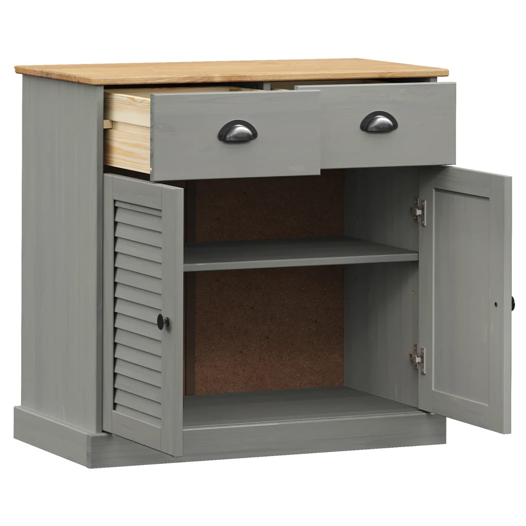 Aparador Con Cajones Vigo Madera Maciza Pino Gris 78x40x75 Cm / Vetonek_4