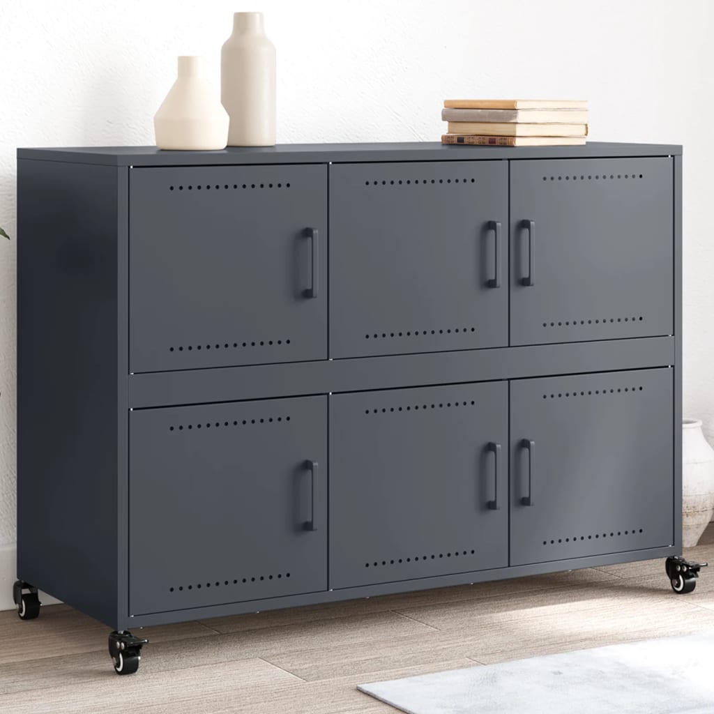 Aparador Acero Laminado En Frío Gris Antracita 100,5x39x72 Cm / Vetonek_5