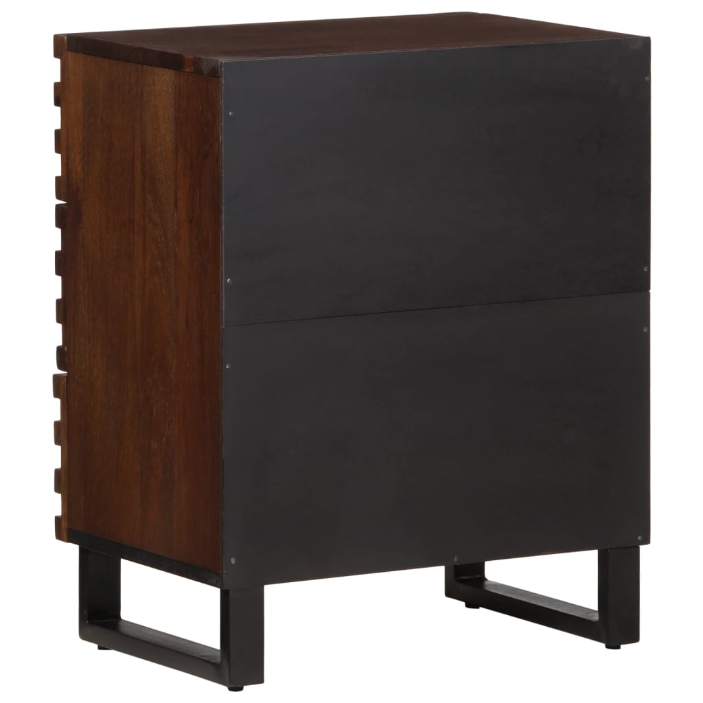 Mesita De Noche Madera Maciza Mango Marrón 50x34x62 Cm_3