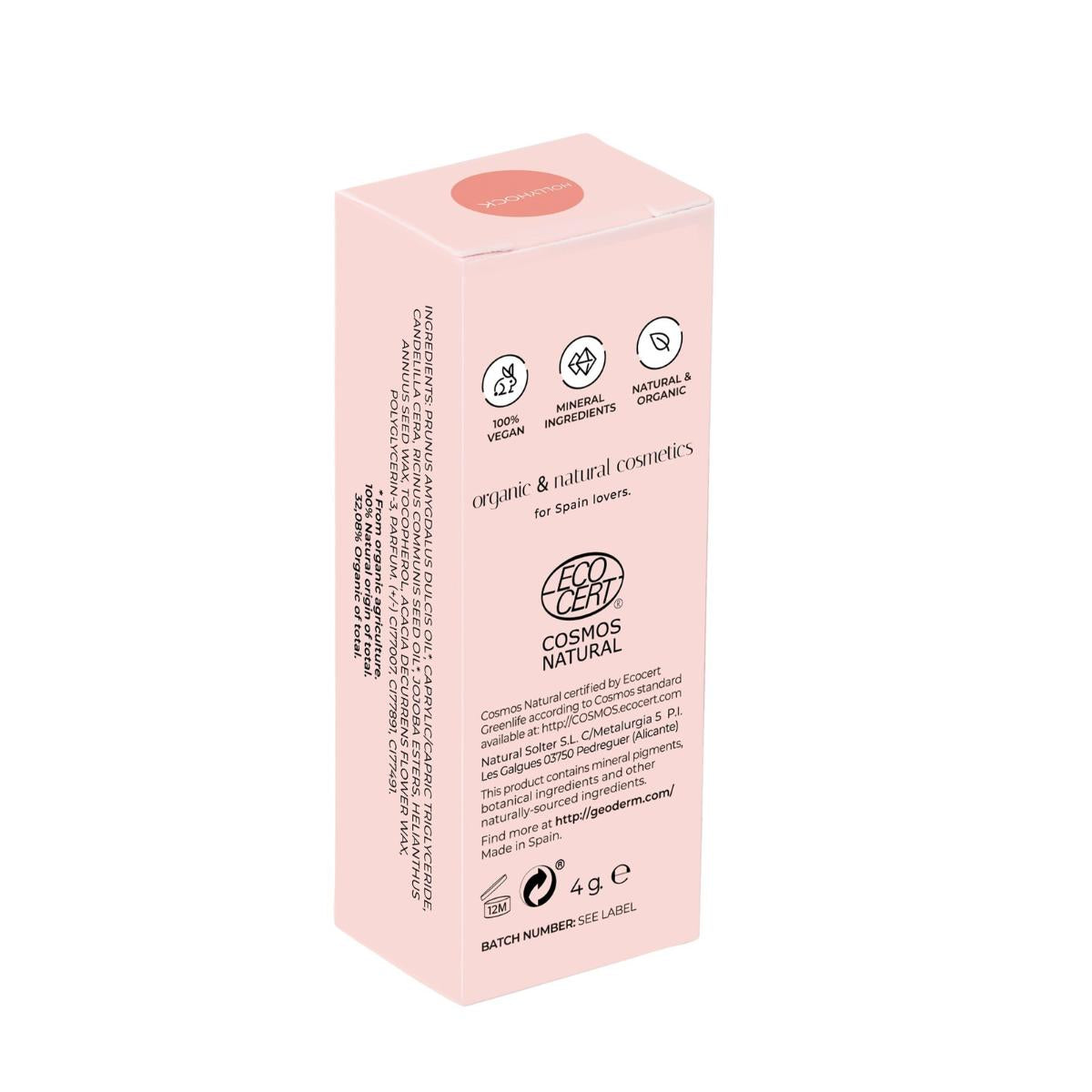 Batom Hollyhock/Rosa Claro (Natural e Vegan) Geoderm 4 g
